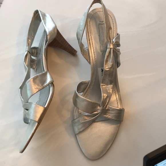 Nine West brio silver leather heel sandals. 9.5M - Picture 1 of 4